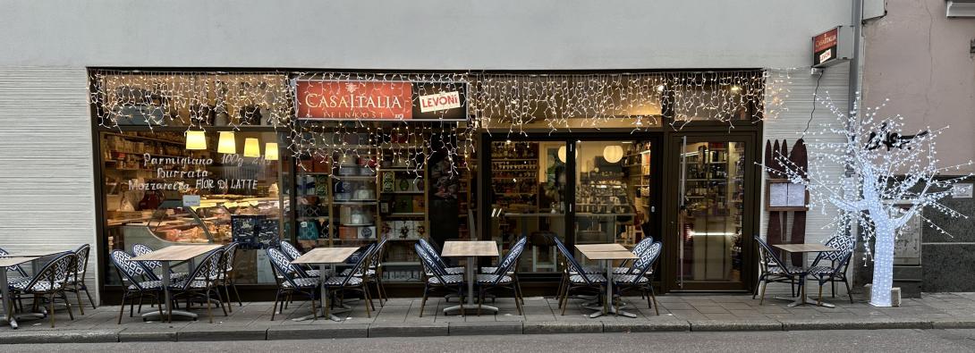 Elektro Wolfgang Lorenz München, Weihnachtsbeleuchtung Feinkost Casa Italia München